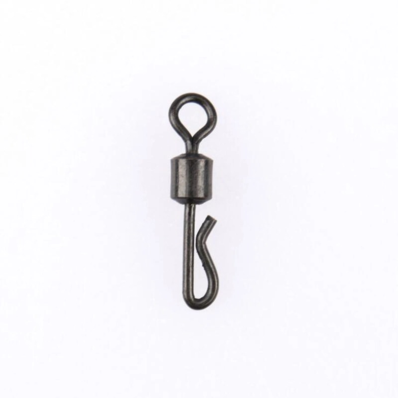 Fishing Tackle Matt Black Carp Fishing Swivel Long Body Quick Change Swivel with Ring